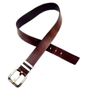 Italian Brown Bonded Leather Belt Squared End Size S/M Width 1.5 Holes 29 to 34